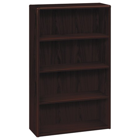 Hon Wood Bookcase, Four Shelf, 36w x 13 1/8d x 57 1/8h, Mahogany H10754.NN